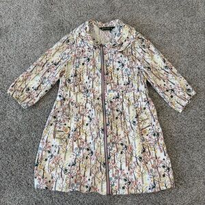 Monte Milano White Purple Tree Floral Printed 100% Cotton Zipup Jacket Women’s S